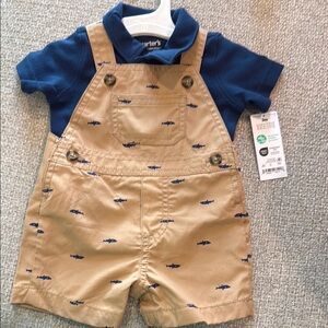 NWT Carter’s Baby Overalls and Polo with Shark Print